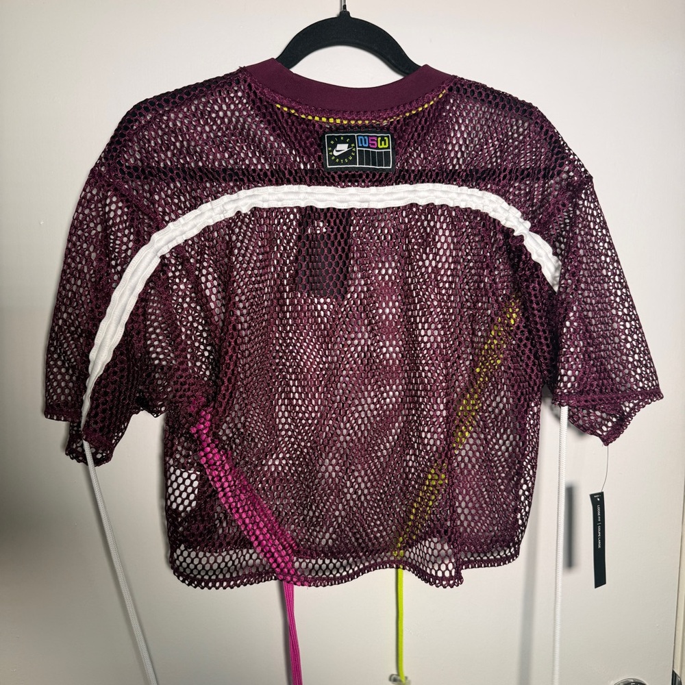 Nike Burgundy Mesh Crop Top Jersey with Neon Yellow Trim Womens XS NWT - Picture 6 of 6